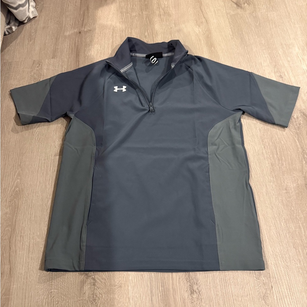 Under Armour black and grey short sleeve quarter zip top- boys XL